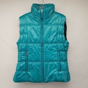 SWITCHER WOMENS VEST GREEN MEDIUM M PUFFER WATER REPELLENT SLEEVELESS FULL ZIP